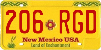 NM license plate 206RGD
