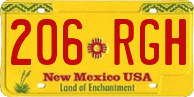 NM license plate 206RGH