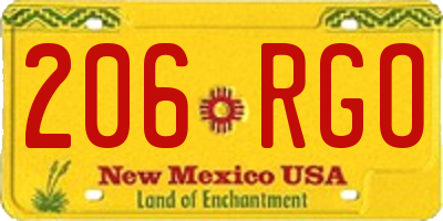 NM license plate 206RGO
