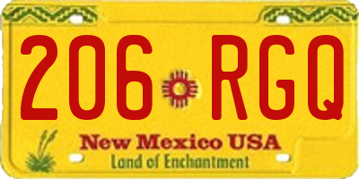 NM license plate 206RGQ