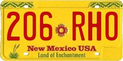 NM license plate 206RHO