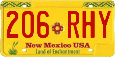 NM license plate 206RHY