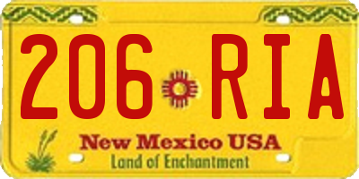 NM license plate 206RIA