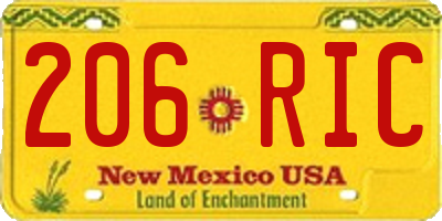 NM license plate 206RIC
