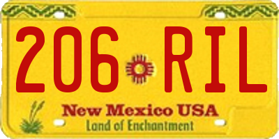 NM license plate 206RIL