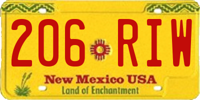NM license plate 206RIW
