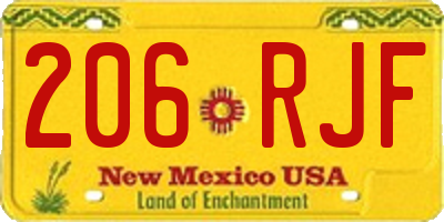 NM license plate 206RJF