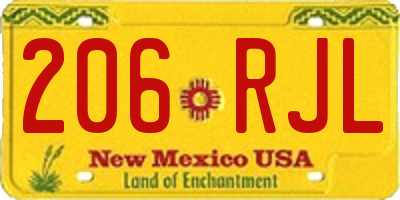 NM license plate 206RJL