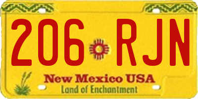 NM license plate 206RJN