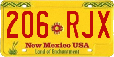 NM license plate 206RJX