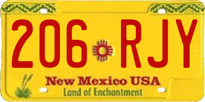 NM license plate 206RJY