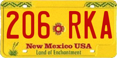 NM license plate 206RKA