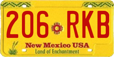 NM license plate 206RKB