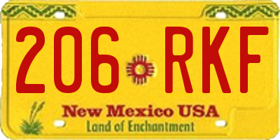 NM license plate 206RKF