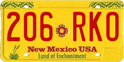 NM license plate 206RKO