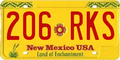 NM license plate 206RKS