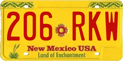 NM license plate 206RKW