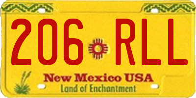 NM license plate 206RLL