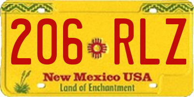 NM license plate 206RLZ