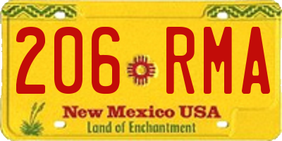 NM license plate 206RMA