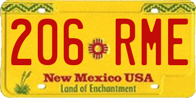 NM license plate 206RME