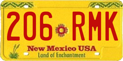 NM license plate 206RMK