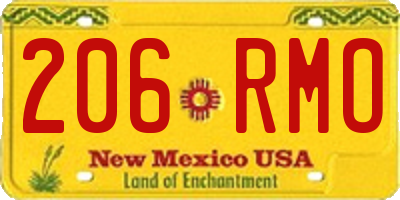 NM license plate 206RMO