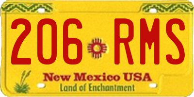 NM license plate 206RMS