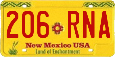 NM license plate 206RNA