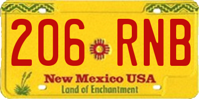 NM license plate 206RNB