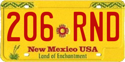 NM license plate 206RND