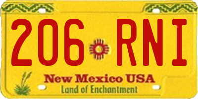 NM license plate 206RNI