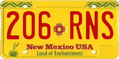NM license plate 206RNS