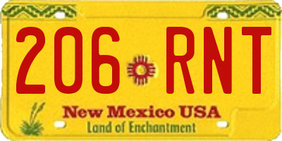 NM license plate 206RNT
