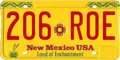 NM license plate 206ROE