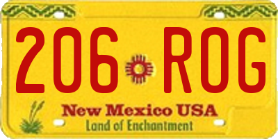 NM license plate 206ROG