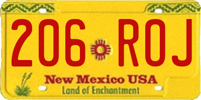 NM license plate 206ROJ