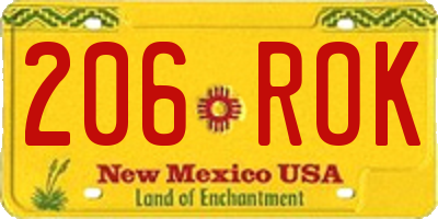NM license plate 206ROK