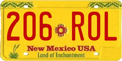 NM license plate 206ROL