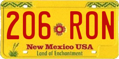 NM license plate 206RON