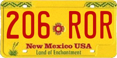 NM license plate 206ROR