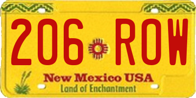 NM license plate 206ROW