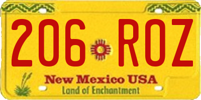 NM license plate 206ROZ