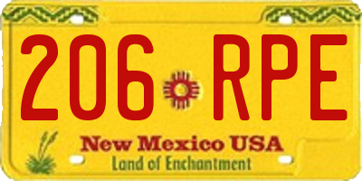 NM license plate 206RPE