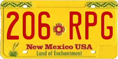 NM license plate 206RPG