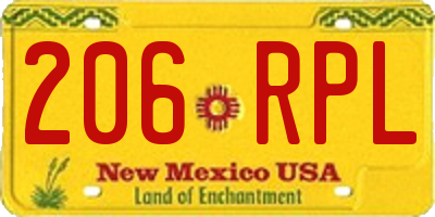 NM license plate 206RPL