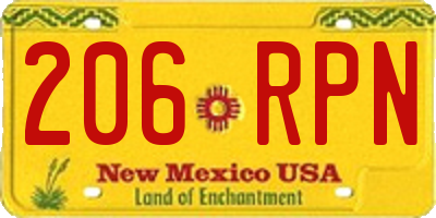 NM license plate 206RPN