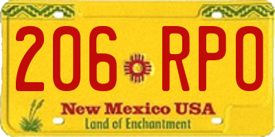 NM license plate 206RPO