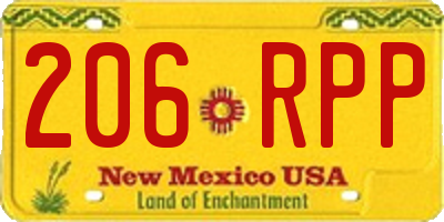 NM license plate 206RPP