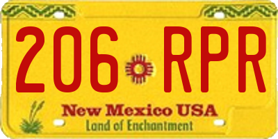 NM license plate 206RPR